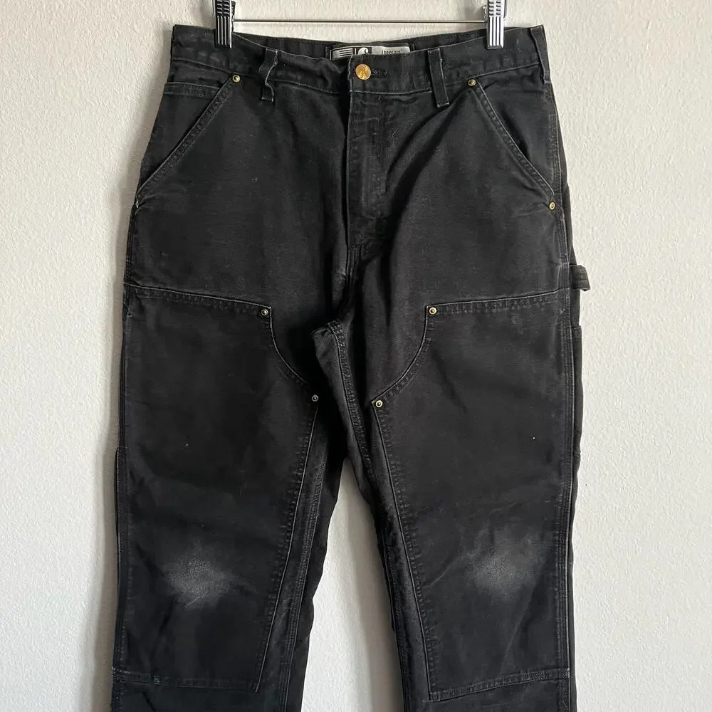 Carhartt B01 BLK black double knee work wear carpenter pants